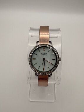 Time Key Keep Collective Rose Gold Women's Watch with Crystal Bezel New Battery!